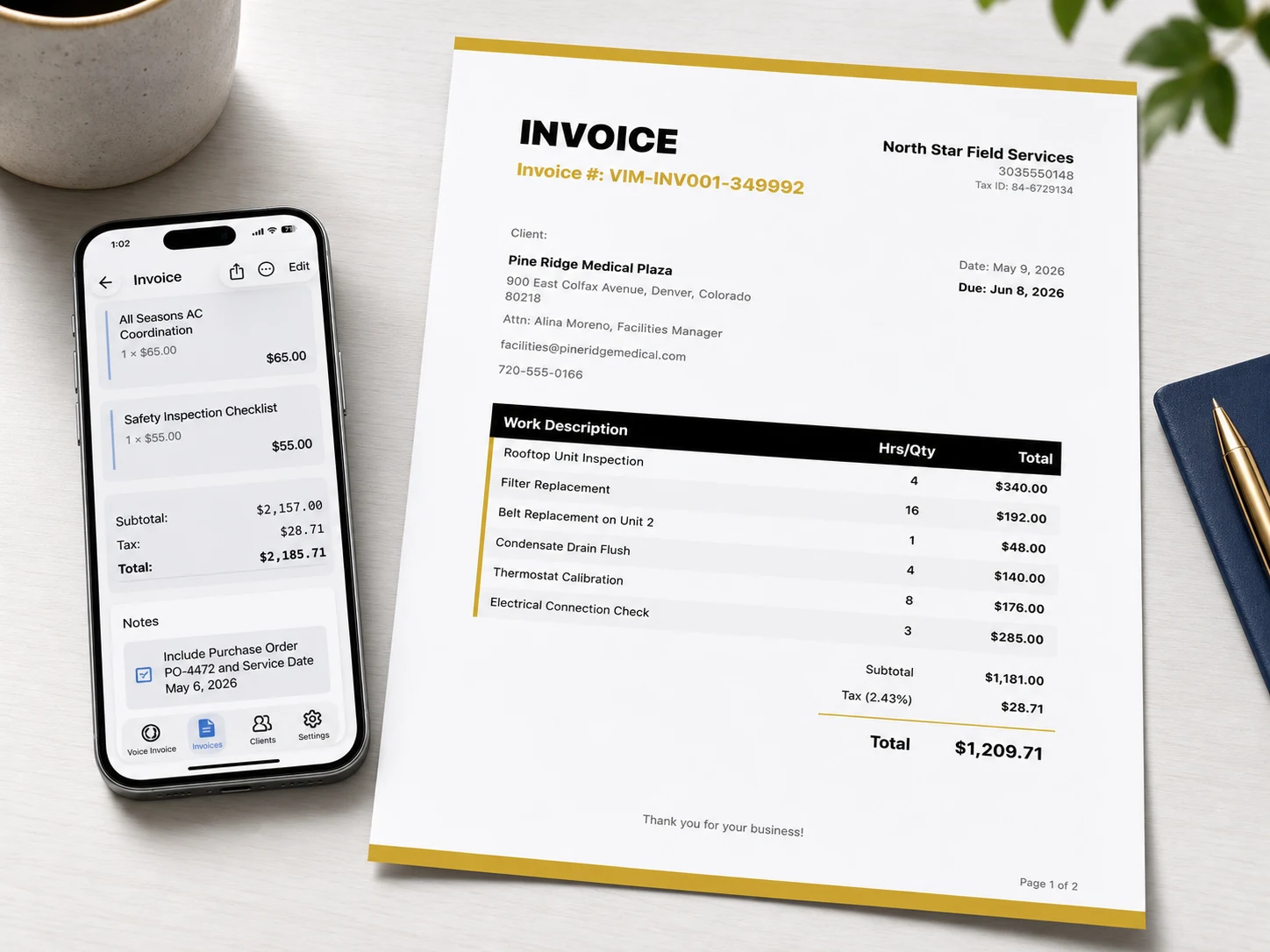 Invoicing Support Contact - Voice Invoice